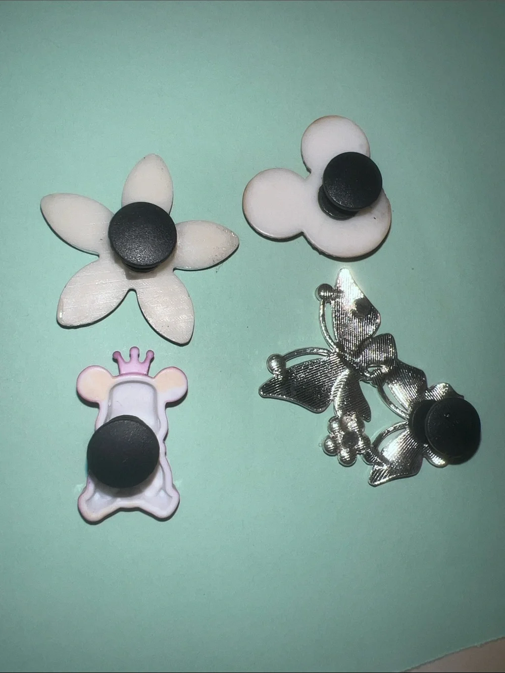 NWOT 4pc Purple Rhinestone flower butterfly crown bear shoe charms